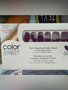 NIP- Color Street Purple Glitter Nail Polish Strips - “Through the Grapevine”